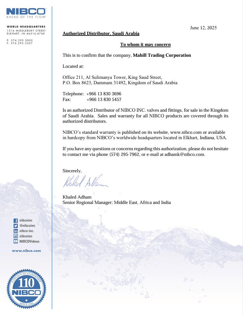 NIBCO letter